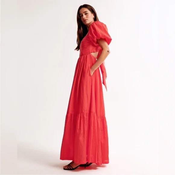 A&F Emerson Drama Bow Back Maxi Dress - Picture 1 of 7